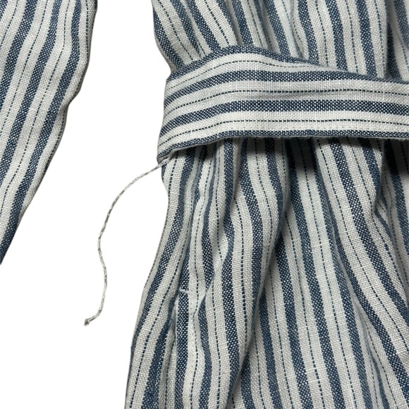 Lands’ End 100% Linen Long Sleeve Stirt Dress Nautical Striped Button-Up XL 18 - Picture 9 of 12